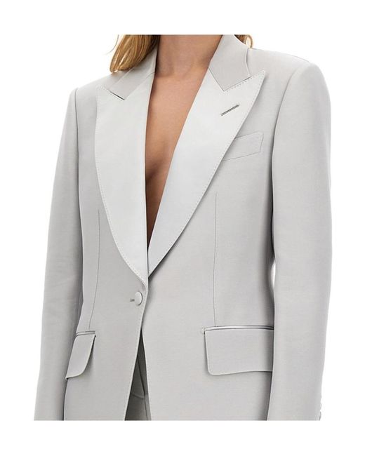 Tom Ford Gray Lustrous Barathea Single-Breasted Tuxedo Jacket