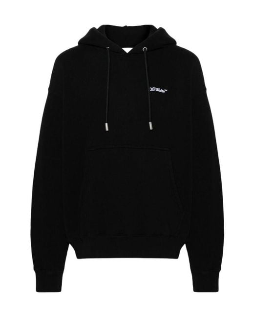Off-White c/o Virgil Abloh Black Logo Embroidered Drawstring Hoodie for men