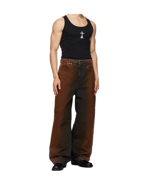 Egonlab Brown Oversized Jeans for men