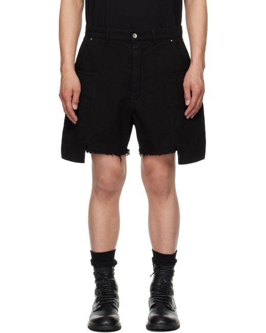 Rick Owens Black Bermuda Cargo Shorts for men