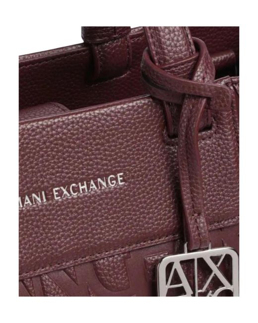 ARMANI EXCHANGE Purple Logo-Debossed Tote Bag