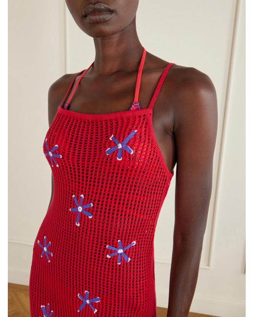 Staud Red Spaghetti Strap Mini Dress