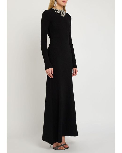 Rabanne Black Embellished Open-Back Gown