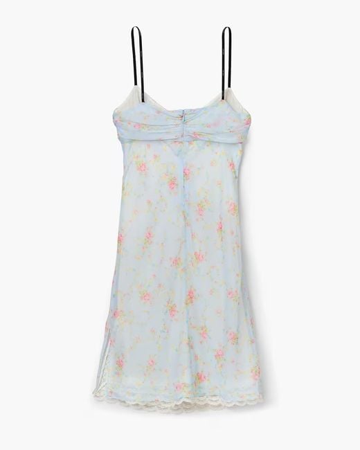 Marc Jacobs White Blurred Floral Slip Dress
