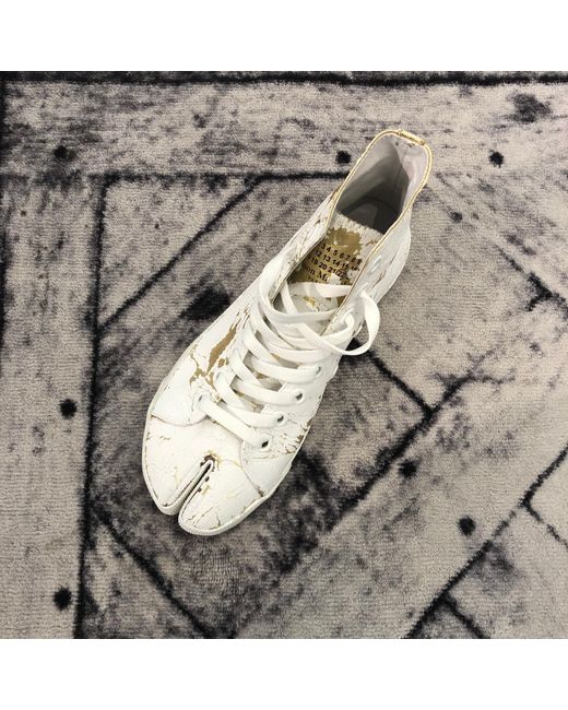 Maison Margiela White Splatter Effect High-Top Sneakers