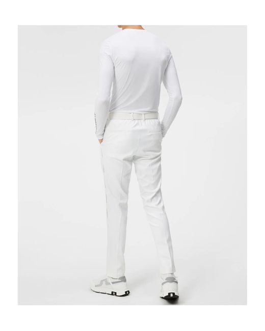J.Lindeberg White Long Sleeve Logo T-Shirt for men