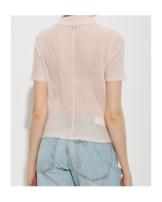 Re/done White Short-Sleeved Knitted Cardigan