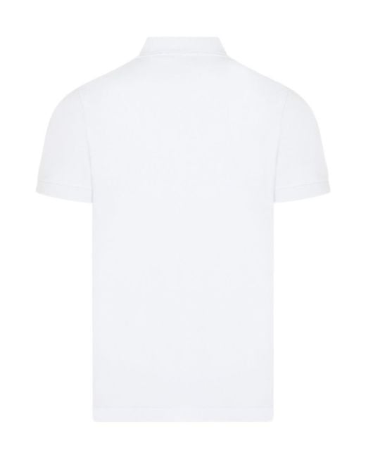 Stone Island White Compass-Patch Short-Sleeved Polo Shirt for men