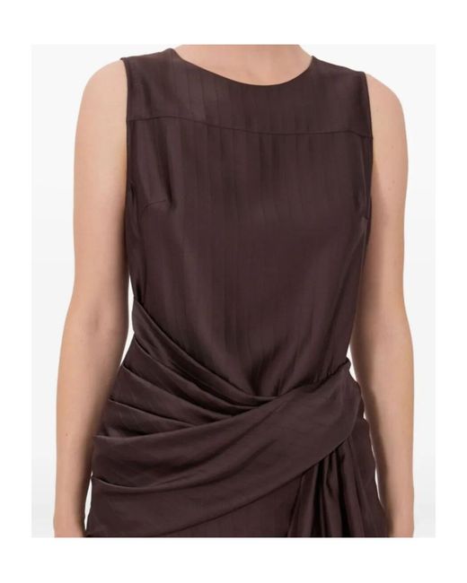 Loulou de Saison Brown Fonda Draped Asymmetric Top