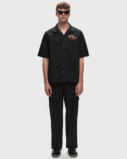 DIESEL Black S-Stan-Bleach Bowling Shirt for men