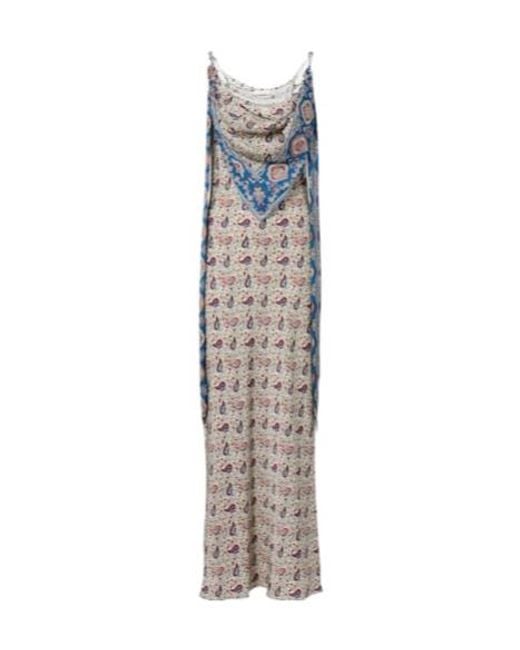 Rabanne White Paisley Scarf-Detail Satin Slip Dress