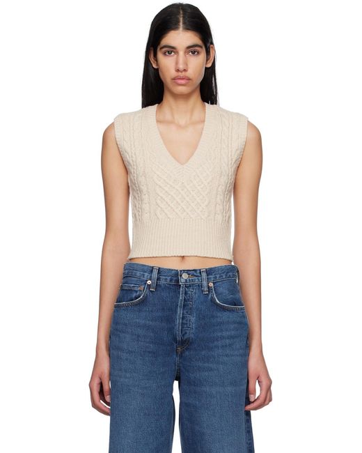 Rag & Bone Natural Cable-Knit V-Neck Vest