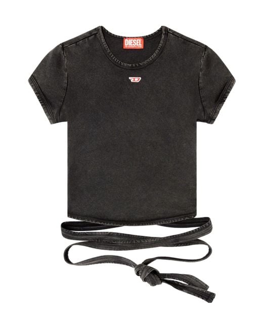 DIESEL Black Solid Color Short Sleeve Top