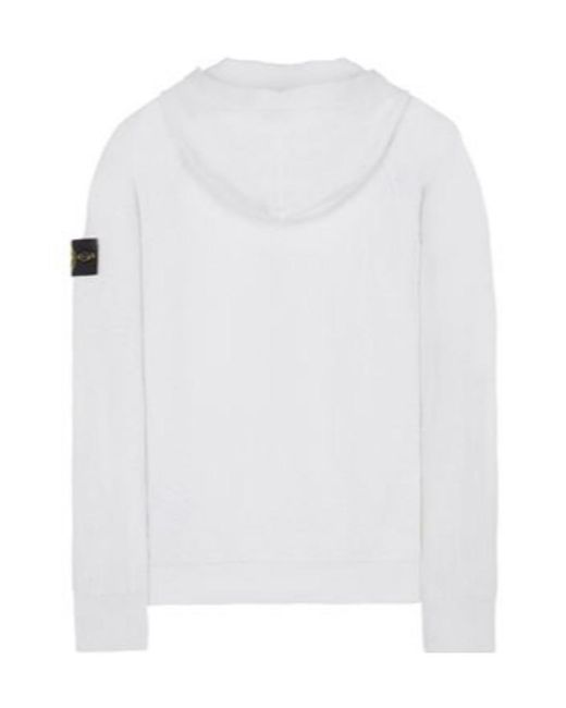 Stone Island White Logo Patch Zip-Up Knitted Jacket for men