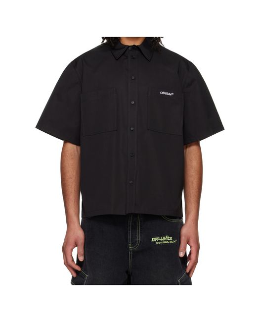 Off-White c/o Virgil Abloh Black Logo-Embroidered Shirt for men