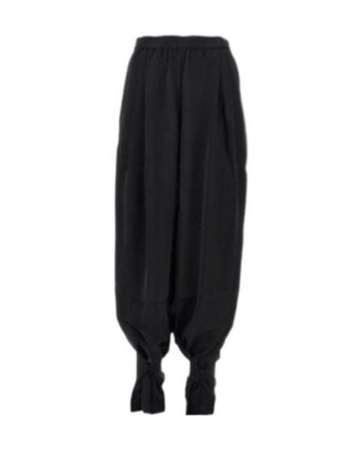ANDAMANE Black Elastic-Waist Casual Trousers