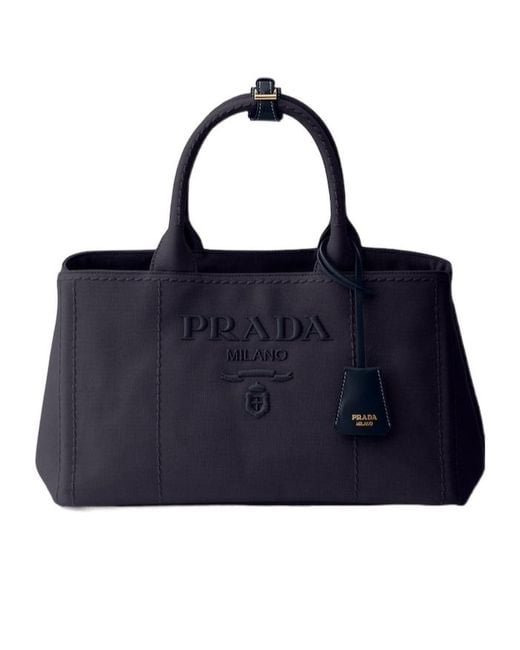 Prada Blue Jardinière Large Cotton Canvas Handbag