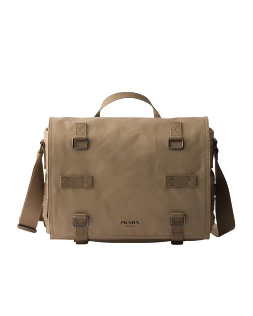 Prada Brown Canvas Shoulder Bag for men