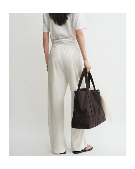 Totême White Totême Elasticated Waistband Wide Leg Pants