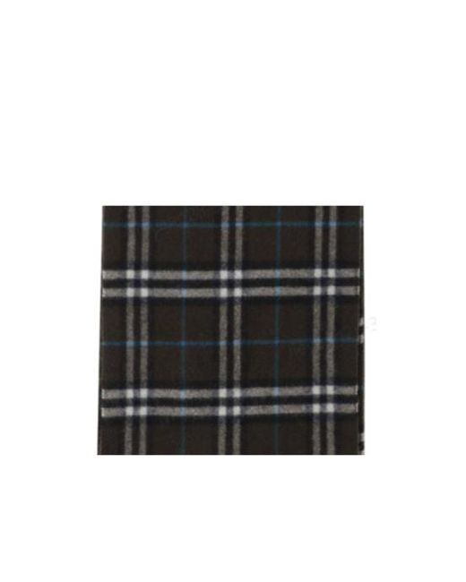Burberry Black Checked Fringed Scarf for men