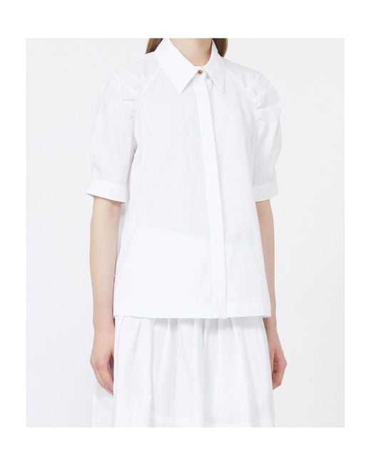 Max Mara White Studio Amore Ruched Short-Sleeved Shirt