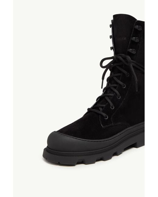 Moncler Black Vera High Suede Lace-Up Boots