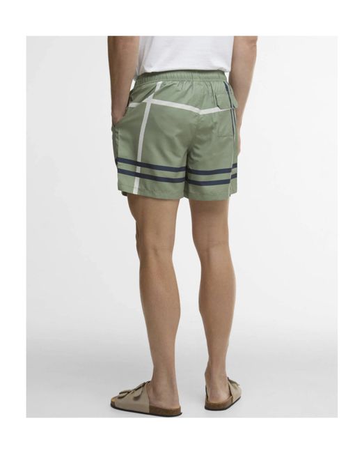 Barbour Green Logo-Print Swim Shorts for men