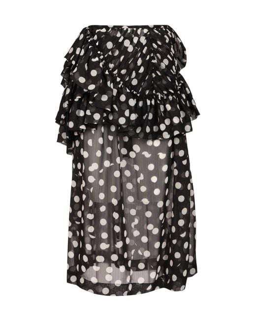 Dries Van Noten Black Shelby Ruffled Polka-Dot Skirt