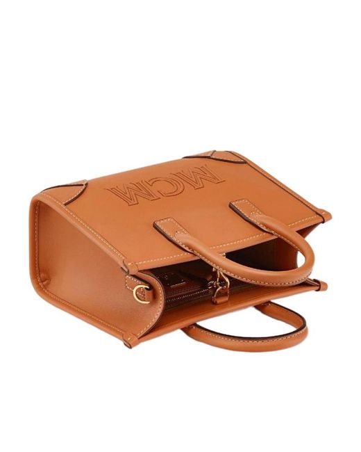 MCM Brown Mini Munich Logo Tote Bag