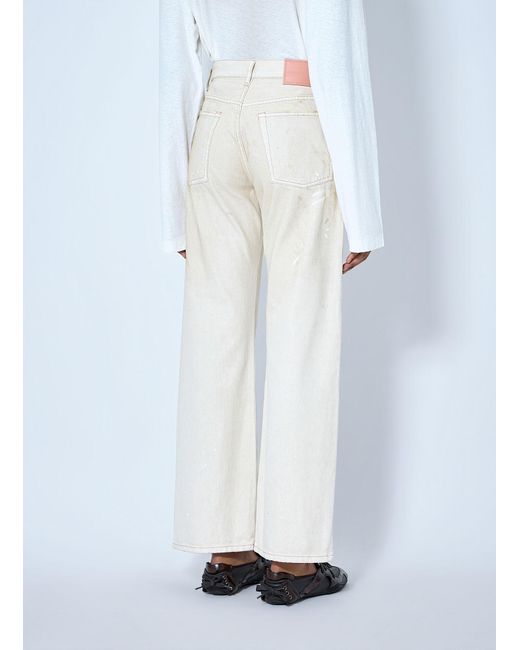 Acne White Distressed Logo Patch Jeans