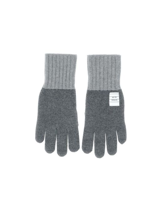 Thom Browne Gray Rwb Stripe Knitted Gloves for men
