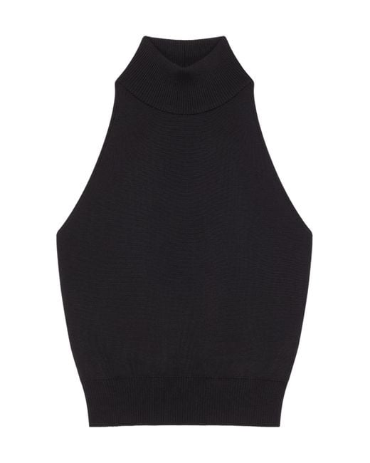 Givenchy Black Mock-Neck Knit Halter Top