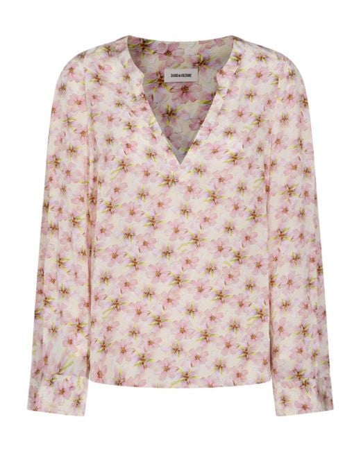 Zadig & Voltaire Pink Flower Printed Top