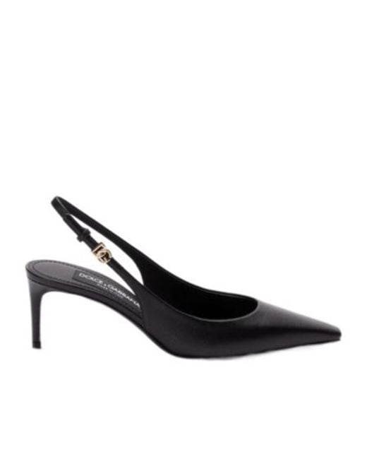 Dolce & Gabbana Black Logo Plaque Pointed Toe Pumps