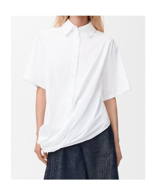 Loewe White Asymmetric Draped Top