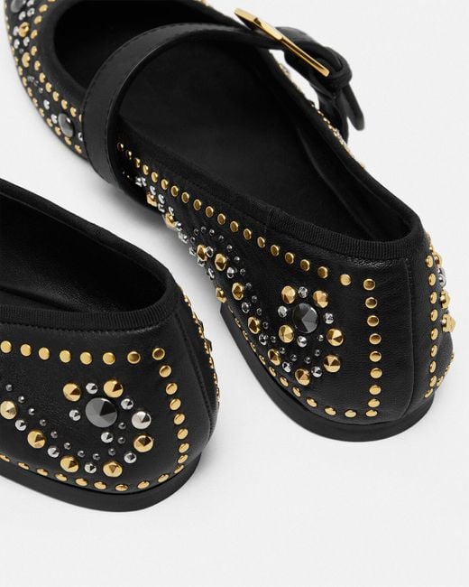 Versace Black Studded La Medusa Ballerinas