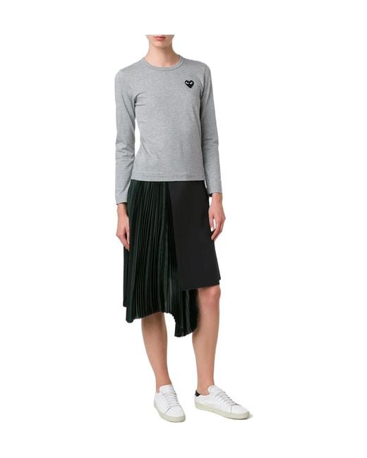 COMME DES GARÇONS PLAY Gray Long-Sleeve T-Shirt With Chest Patch