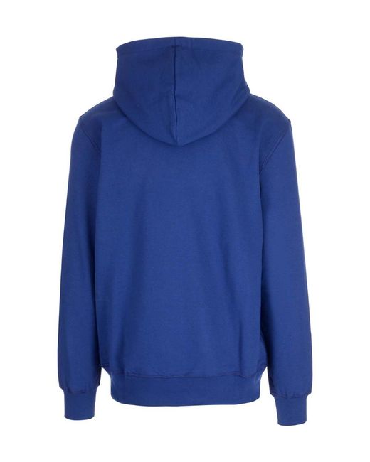 McQueen Blue Logo Printed Drawstring Hoodie for men