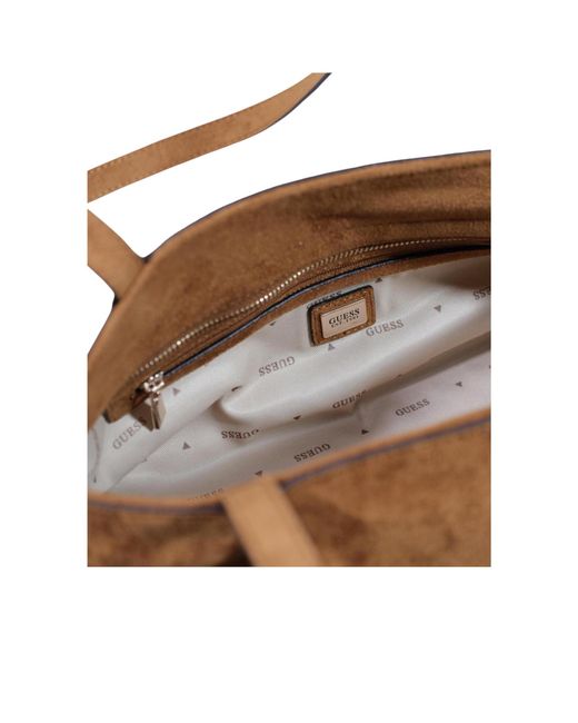 Guess Brown Large Tote Bag With Double Handles