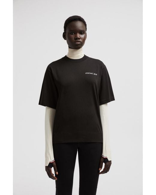 Moncler Black Logo Printed Crewneck T-Shirt