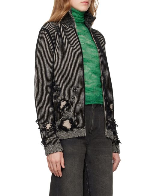 MM6 by Maison Margiela Gray Zipped Distressed 3D-Knitted Cardigan for men