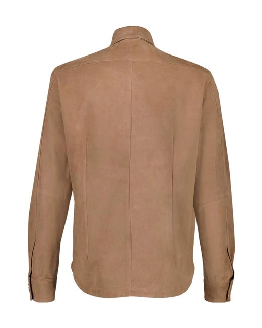 Boglioli Brown Button-Up Overshirt Jacket for men