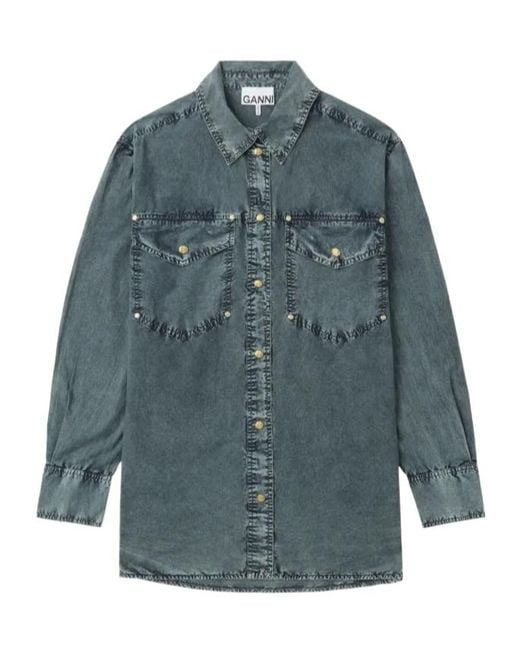 Ganni Blue Cotton Shirt