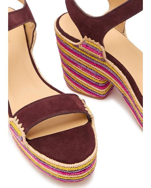 Gabriela Hearst Pink Striped Raffia Platform Sandals