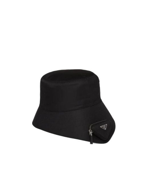 Prada Black Pouch Detailed Bucket Hat for men