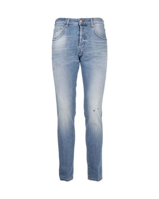 Don The Fuller Blue Milano Slim-Fit Distressed Jeans for men