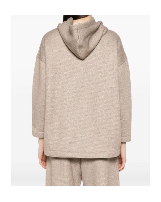 Max Mara Natural Logo Embroidered Drawstring Hoodie
