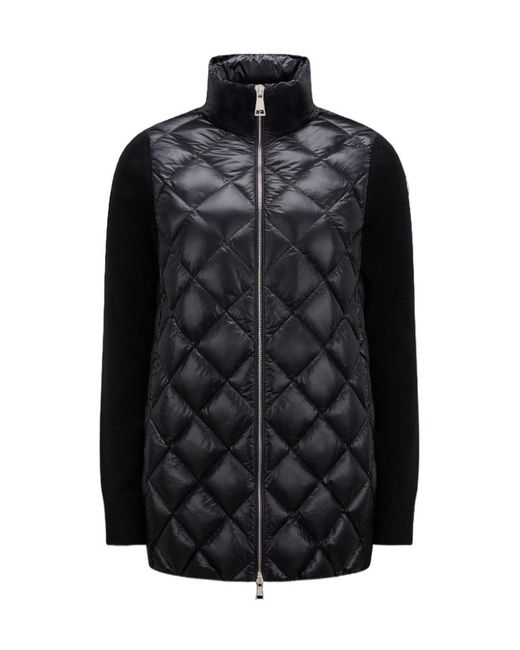 Moncler Black Padded Wool Cardigan