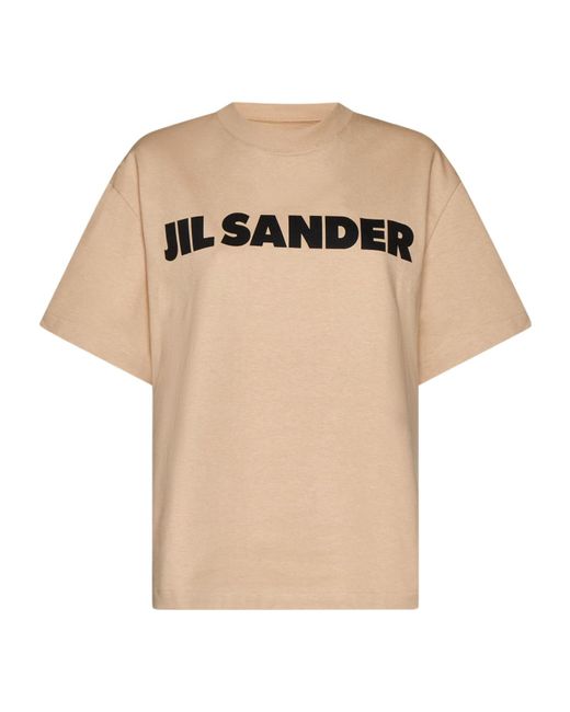 Jil Sander Natural Logo Printed Crewneck T-Shirt