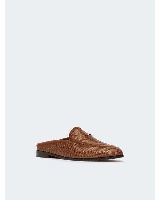 Max Mara Brown Woven Metal-Detail Sneakers
